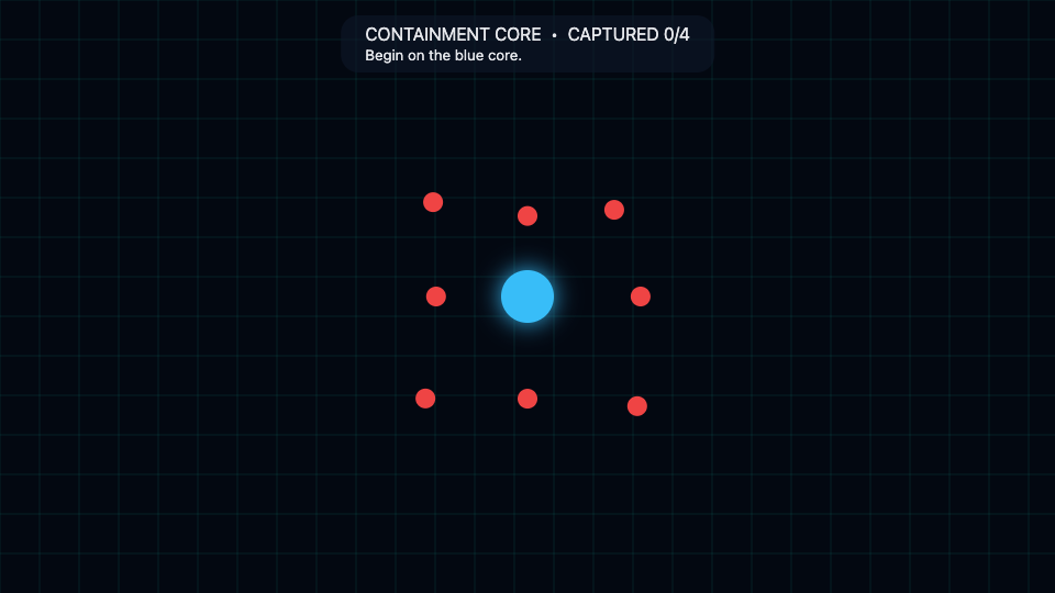 Line Trap gameplay canvas showing the moving dot and a player-drawn enclosure path