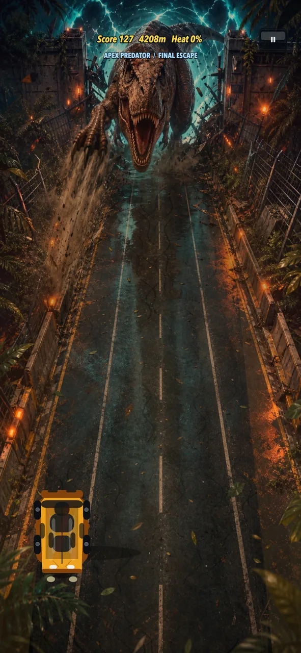 Tyrannosaurus finale chase in Fireline Shift Jurassic Rift